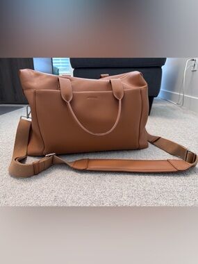 MONOS Saddle Tan Leather Metro Tote with Detachable Strap